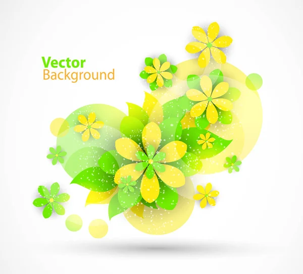 Nature Floral Abstract Summer Vector Background Green Yellow Leaves Vector — Stock Vector