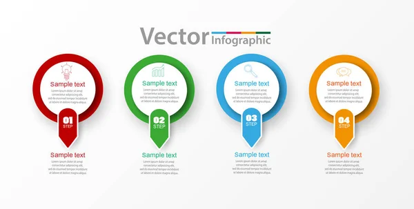 Vector Flat Template Circle Infographics Business Concept Options Arrows Four — Stock Vector