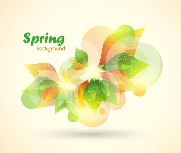 Natur Blumen Abstrakten Frühling Vektor Hintergrund Mit Grünen Und Orangefarbenen — Stockvektor