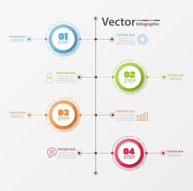4 seçenek, adım veya süreç içeren bilgi grafikleri tasarım vektörü konsepti