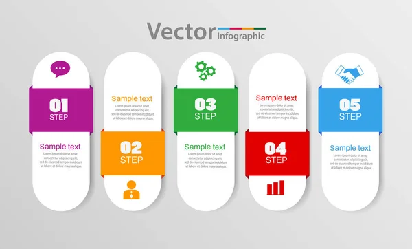 Modèle Infographie Vectorielle Avec Étapes Options Flux Travail Diagramme Processus — Image vectorielle