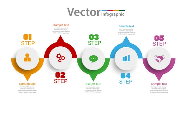 Vector Infographics Template Steps Options Workflow Process Chart — Stock Vector