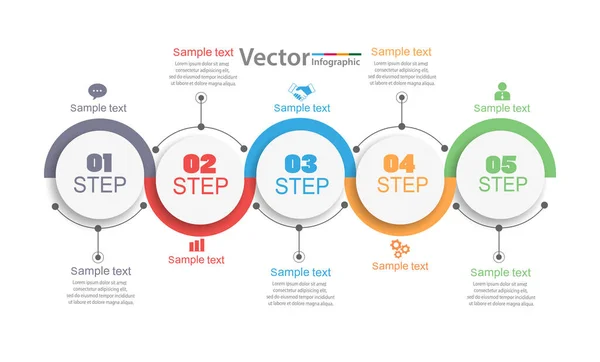 Vektorová Infografická Šablona Kroky Možnostmi Pracovním Postupem Procesním Grafem — Stockový vektor