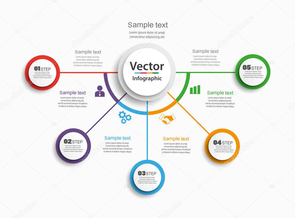 Vector infographics template with 5 steps, options, workflow, process chart