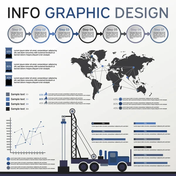 Elemente der Öl- und Gasindustrie. Infografiken gesetzt. Vektorelemente — Stockvektor