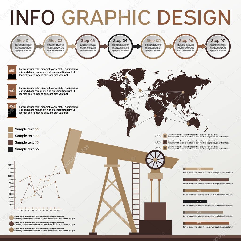 Oil Industry Elements. Info graphics Set. Vector Elements