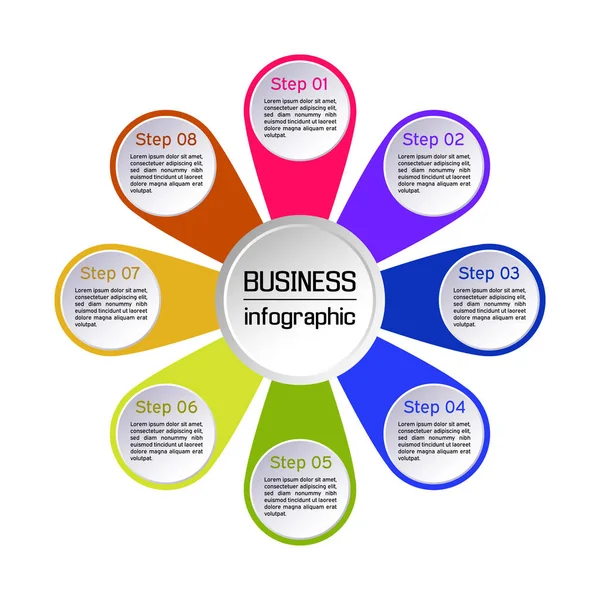 Infographie en cercle vectoriel. Diagrammes d'affaires, présentations et graphiques. Contexte . — Image vectorielle