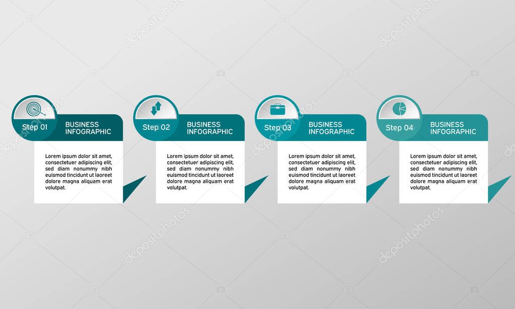 Vector rectangle infographic with icons. Business diagrams, presentations and charts. Background.