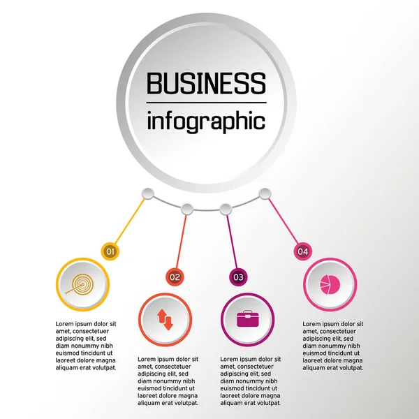 Infographie en cercle vectoriel avec icônes. Diagrammes d'affaires, présentations et graphiques. Vecteur — Image vectorielle