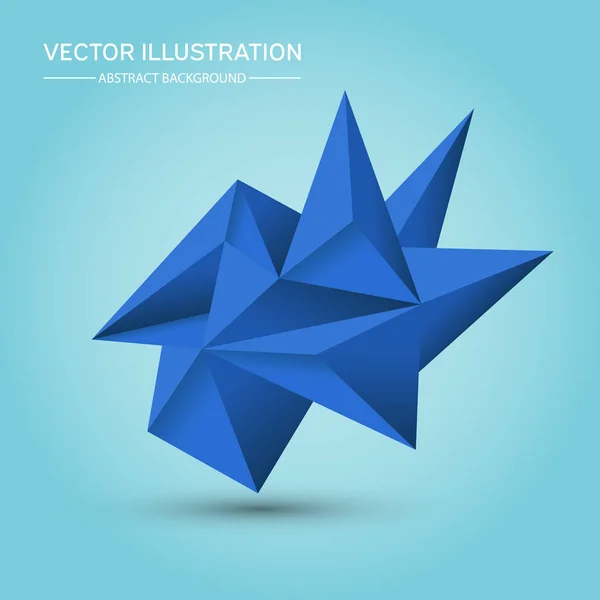 Volume forme géométrique. Résumé Forme géométrique polygonale. Cristaux bleus 3d. Objet polygones bas. Lowpoly Minimal Style Art. Illustration vectorielle . — Image vectorielle