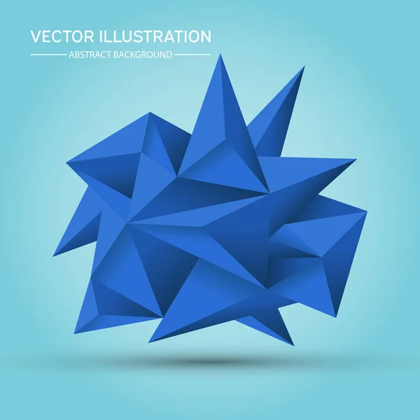 Volume forme géométrique. Résumé Forme géométrique polygonale. Cristaux bleus 3d. Objet polygones bas. Lowpoly Minimal Style Art. Illustration vectorielle . — Image vectorielle