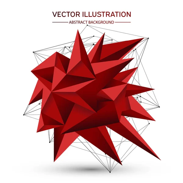Forme géométrique 3D basse polygonale avec points de connexion et lignes. Lowpoly Minimal Style Art. Illustration vectorielle . — Image vectorielle