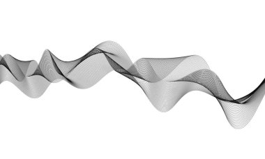 Tasarım için soyut dalga elemanı. Dijital frekans dengeleyici. Tarzlanmış çizgi sanat arka planı. Vektör çizimi. Karıştırma aracı kullanılarak oluşturulan çizgilerle dalga. Dalgalı kıvrımlı çizgi, düz çizgi.