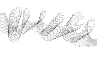 Tasarım için soyut dalga elemanı. Dijital frekans dengeleyici. Tarzlanmış çizgi sanat arka planı. Vektör çizimi. Karıştırma aracı kullanılarak oluşturulan çizgilerle dalga. Dalgalı kıvrımlı çizgi, düz çizgi.