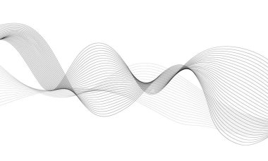 Tasarım için soyut dalga elemanı. Dijital frekans dengeleyici. Tarzlanmış çizgi sanat arka planı. Vektör çizimi. Karıştırma aracı kullanılarak oluşturulan çizgilerle dalga. Dalgalı kıvrımlı çizgi, düz çizgi.
