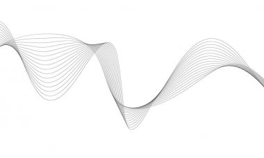 Tasarım için soyut dalga elemanı. Dijital frekans dengeleyici. Tarzlanmış çizgi sanat arka planı. Vektör çizimi. Karıştırma aracı kullanılarak oluşturulan çizgilerle dalga. Dalgalı kıvrımlı çizgi, düz çizgi.