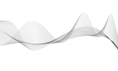 Tasarım için soyut dalga elemanı. Dijital frekans dengeleyici. Tarzlanmış çizgi sanat arka planı. Vektör çizimi. Karıştırma aracı kullanılarak oluşturulan çizgilerle dalga. Dalgalı kıvrımlı çizgi, düz çizgi.