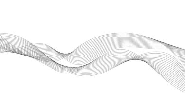 Tasarım için soyut dalga elemanı. Dijital frekans dengeleyici. Tarzlanmış çizgi sanat arka planı. Vektör çizimi. Karıştırma aracı kullanılarak oluşturulan çizgilerle dalga. Dalgalı kıvrımlı çizgi, düz çizgi.