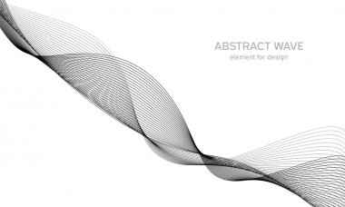 Tasarım için soyut dalga elemanı. Dijital frekans dengeleyici. Tarzlanmış çizgi sanat arka planı. Vektör çizimi. Karıştırma aracı kullanılarak oluşturulan çizgilerle dalga. Dalgalı kıvrımlı çizgi, düz çizgi.