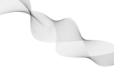 Tasarım için soyut dalga elemanı. Dijital frekans dengeleyici. Tarzlanmış çizgi sanat arka planı. Vektör çizimi. Karıştırma aracı kullanılarak oluşturulan çizgilerle dalga. Dalgalı kıvrımlı çizgi, düz çizgi.