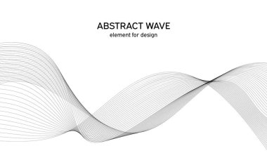 Tasarım için soyut dalga elemanı. Dijital frekans dengeleyici. Tarzlanmış çizgi sanat arka planı. Vektör çizimi. Karıştırma aracı kullanılarak oluşturulan çizgilerle dalga. Dalgalı kıvrımlı çizgi, düz çizgi.