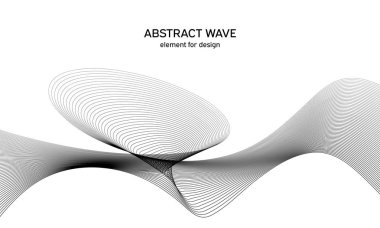 Tasarım için soyut dalga elemanı. Dijital frekans dengeleyici. Tarzlanmış çizgi sanat arka planı. Vektör çizimi. Karıştırma aracı kullanılarak oluşturulan çizgilerle dalga. Dalgalı kıvrımlı çizgi, düz çizgi.