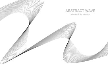 Tasarım için soyut dalga elemanı. Dijital frekans dengeleyici. Tarzlanmış çizgi sanat arka planı. Vektör çizimi. Karıştırma aracı kullanılarak oluşturulan çizgilerle dalga. Dalgalı kıvrımlı çizgi, düz çizgi.