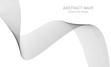 Tasarım için soyut dalga elemanı. Dijital frekans dengeleyici. Tarzlanmış çizgi sanat arka planı. Vektör çizimi. Karıştırma aracı kullanılarak oluşturulan çizgilerle dalga. Dalgalı kıvrımlı çizgi, düz çizgi.