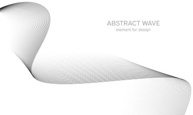 Tasarım için soyut dalga elemanı. Dijital frekans dengeleyici. Tarzlanmış çizgi sanat arka planı. Vektör çizimi. Karıştırma aracı kullanılarak oluşturulan çizgilerle dalga. Dalgalı kıvrımlı çizgi, düz çizgi.