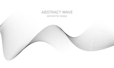 Tasarım için soyut dalga elemanı. Dijital frekans dengeleyici. Tarzlanmış çizgi sanat arka planı. Vektör çizimi. Karıştırma aracı kullanılarak oluşturulan çizgilerle dalga. Dalgalı kıvrımlı çizgi, düz çizgi.