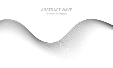 Tasarım için soyut dalga elemanı. Dijital frekans dengeleyici. Tarzlanmış çizgi sanat arka planı. Vektör çizimi. Karıştırma aracı kullanılarak oluşturulan çizgilerle dalga. Dalgalı kıvrımlı çizgi, düz çizgi.