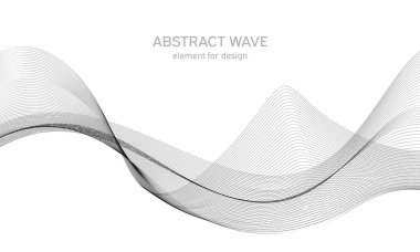 Tasarım için soyut dalga elemanı. Dijital frekans dengeleyici. Tarzlanmış çizgi sanat arka planı. Vektör çizimi. Karıştırma aracı kullanılarak oluşturulan çizgilerle dalga. Dalgalı kıvrımlı çizgi, düz çizgi.