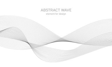 Tasarım için soyut dalga elemanı. Dijital frekans dengeleyici. Tarzlanmış çizgi sanat arka planı. Vektör çizimi. Karıştırma aracı kullanılarak oluşturulan çizgilerle dalga. Dalgalı kıvrımlı çizgi, düz çizgi.