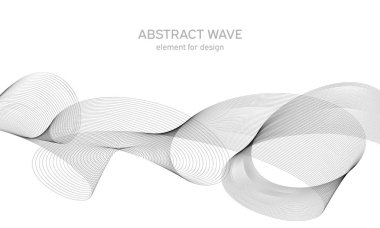 Tasarım için soyut dalga elemanı. Dijital frekans dengeleyici. Tarzlanmış çizgi sanat arka planı. Vektör çizimi. Karıştırma aracı kullanılarak oluşturulan çizgilerle dalga. Dalgalı kıvrımlı çizgi, düz çizgi.