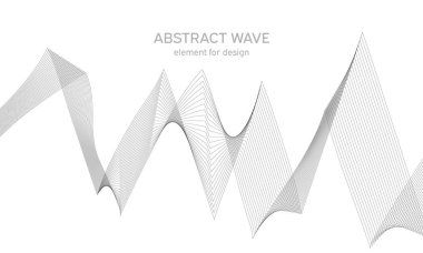 Tasarım için soyut dalga elemanı. Dijital frekans dengeleyici. Tarzlanmış çizgi sanat arka planı. Vektör çizimi. Karıştırma aracı kullanılarak oluşturulan çizgilerle dalga. Dalgalı kıvrımlı çizgi, düz çizgi.