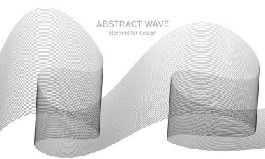 Tasarım için soyut dalga elemanı. Dijital frekans dengeleyici. Tarzlanmış çizgi sanat arka planı. Vektör çizimi. Karıştırma aracı kullanılarak oluşturulan çizgilerle dalga. Dalgalı kıvrımlı çizgi, düz çizgi.