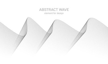 Tasarım için soyut dalga elemanı. Dijital frekans dengeleyici. Tarzlanmış çizgi sanat arka planı. Vektör çizimi. Karıştırma aracı kullanılarak oluşturulan çizgilerle dalga. Dalgalı kıvrımlı çizgi, düz çizgi.
