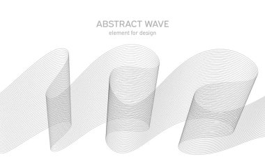 Tasarım için soyut dalga elemanı. Dijital frekans dengeleyici. Tarzlanmış çizgi sanat arka planı. Vektör çizimi. Karıştırma aracı kullanılarak oluşturulan çizgilerle dalga. Dalgalı kıvrımlı çizgi, düz çizgi.