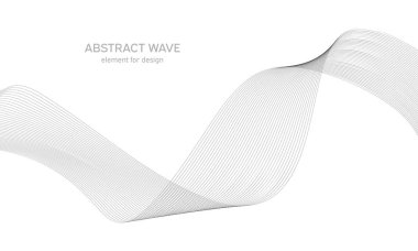 Tasarım için soyut dalga elemanı. Dijital frekans dengeleyici. Tarzlanmış çizgi sanat arka planı. Vektör çizimi. Karıştırma aracı kullanılarak oluşturulan çizgilerle dalga. Dalgalı kıvrımlı çizgi, düz çizgi.