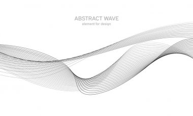 Tasarım için soyut dalga elemanı. Dijital frekans dengeleyici. Tarzlanmış çizgi sanat arka planı. Vektör çizimi. Karıştırma aracı kullanılarak oluşturulan çizgilerle dalga. Dalgalı kıvrımlı çizgi, düz çizgi.