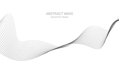 Tasarım için soyut dalga elemanı. Dijital frekans dengeleyici. Tarzlanmış çizgi sanat arka planı. Vektör çizimi. Karıştırma aracı kullanılarak oluşturulan çizgilerle dalga. Dalgalı kıvrımlı çizgi, düz çizgi.