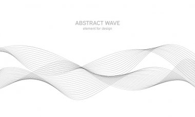 Tasarım için soyut dalga elemanı. Dijital frekans dengeleyici. Tarzlanmış çizgi sanat arka planı. Vektör çizimi. Karıştırma aracı kullanılarak oluşturulan çizgilerle dalga. Dalgalı kıvrımlı çizgi, düz çizgi.