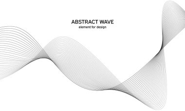 Tasarım için soyut dalga elemanı. Dijital frekans dengeleyici. Tarzlanmış çizgi sanat arka planı. Vektör çizimi. Karıştırma aracı kullanılarak oluşturulan çizgilerle dalga. Dalgalı kıvrımlı çizgi, düz çizgi.