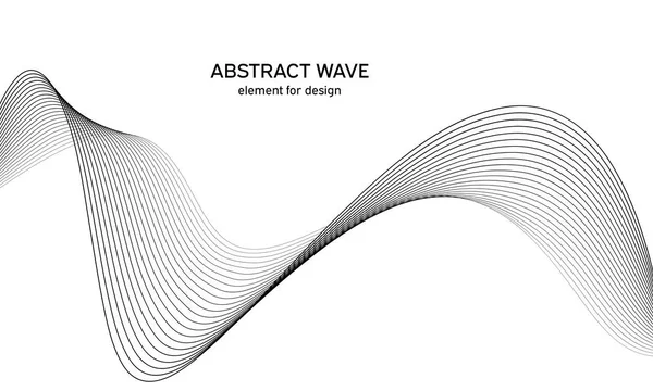 Abstract wave element for design. Digital frequency track equalizer. Stylized line art background. Vector illustration. Wave with lines created using blend tool. Curved wavy line, smooth stripe. — Stock Vector