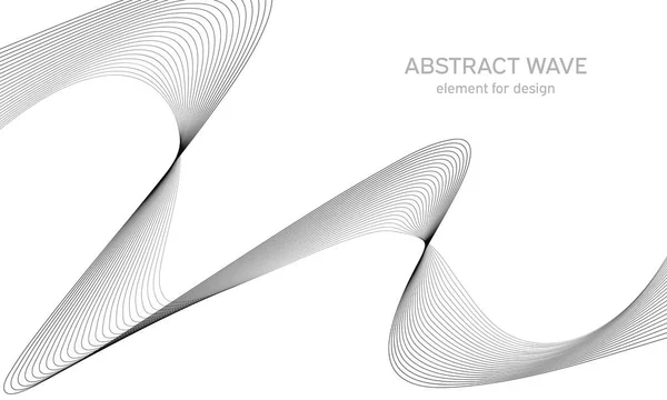 Abstraktes Wellenelement für Design. Digitaler Frequenzspurentzerrer. Stilisierte Linie Kunst Hintergrund. Vektorillustration. Welle mit Linien, die mit dem Überblendwerkzeug erzeugt werden. Geschwungene Wellenlinie, glatter Streifen. — Stockvektor