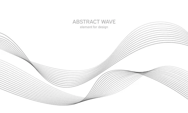 Abstrakt vågelement för design. Digital frekvensbandsutjämnare. Stiliserad linje konst bakgrund. Vektorillustration. Vifta med linjer som skapats med hjälp av blandningsverktyg. Böjd vågig linje, slät rand. — Stock vektor