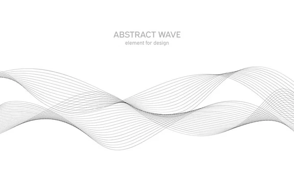 Abstrakt vågelement för design. Digital frekvensbandsutjämnare. Stiliserad linje konst bakgrund. Vektorillustration. Vifta med linjer som skapats med hjälp av blandningsverktyg. Böjd vågig linje, slät rand. — Stock vektor