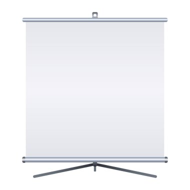 Beyaz arka plan üzerinde izole boş roll-up banner. Tasarım şablonu tasarımcıları için boş. Flipchart eğitim veya tanıtım sunumu için. Kare. Vektör çizim Eps 10