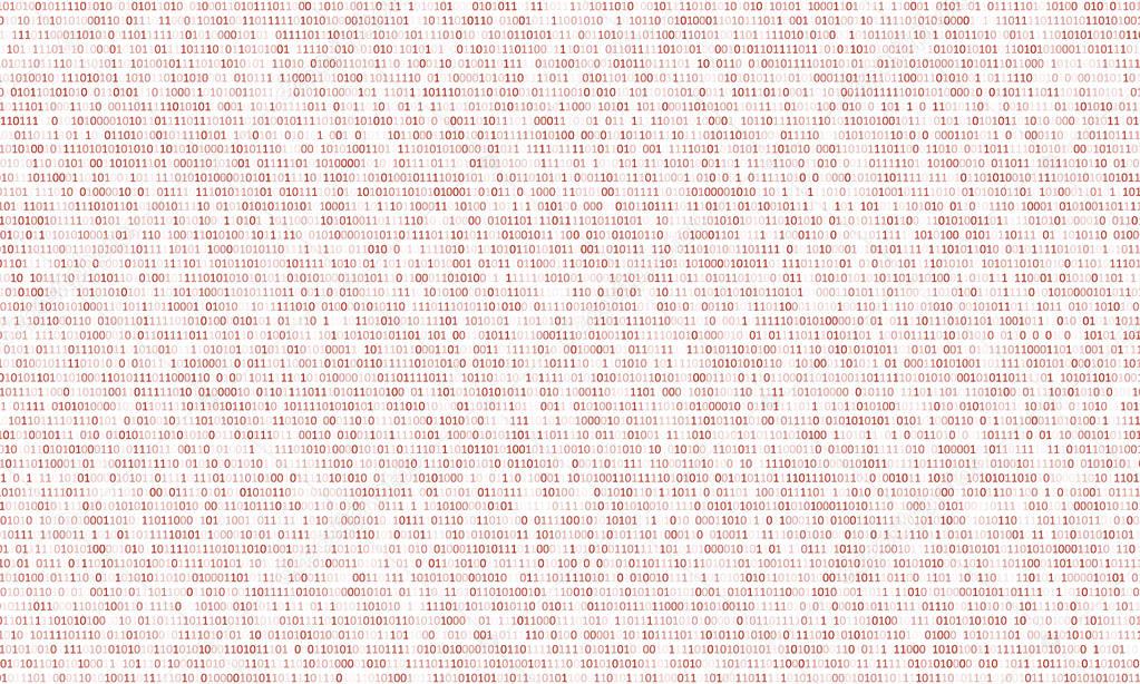 Binary code red background with two binary digits, 0 and 1 isolated on a white background. Algorithm Binary Data Code, Decryption and Encoding. Vector illustration.