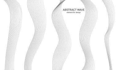 Tasarım için soyut dalga elemanı. Dijital frekans dengeleyici. Tarzlanmış çizgi sanat arka planı. Vektör çizimi. Karıştırma aracı kullanılarak oluşturulan çizgilerle dalga. Dalgalı kıvrımlı çizgi, düz çizgi.